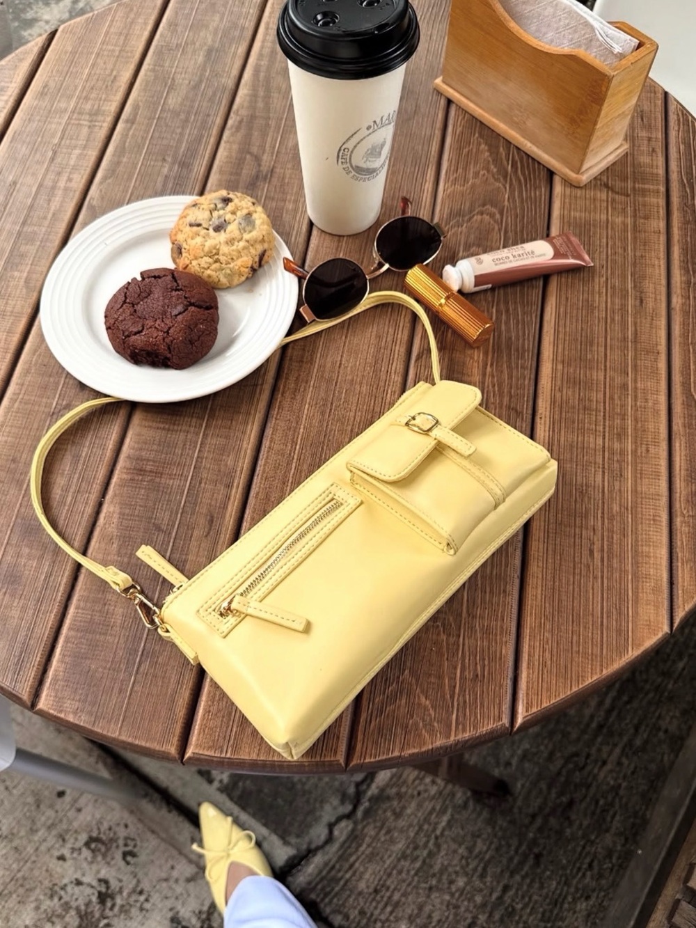 Fashion Nova Yellow Leather Crossbody Wristlet